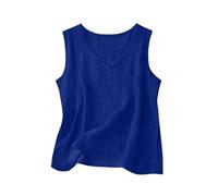 Richymfa Top a Canotta in Lino Estiva Elegante Canottiera Spalla Larga Tank Top Leggera e Comoda Oversize Camicia Senza Maniche Tinta Unita Casual Blusa di Lino Taglie Forti Sportivo Palestra
