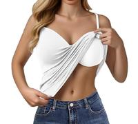 Richymfa Top a Canotta Slim Donna Microfibra Canotta Modellante con Reggiseno Spalla Larga Basic Tank Top Fitness Aderente Estive Casual Maglia Intima Tinta Unita per Yoga Jogging