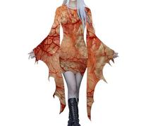 Richymfa Vestito Gotico da Donna Elegante, Abito Gotico Medievale con Lacci Vintage Vestito da Cerimonia Maniche Svasate In Pizzo Vestiti da Sera Abiti Irlandese per Halloween, Carnevale, Feste