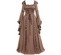 Richymfa Vestito Gotico da Donna Elegante - Abito Gotico Vittoriano Donna In Pizzo Curvy Vestito da Cerimonia Maniche Dolman con Lacci Vestiti da Sera Costume da Strega Vintage per Halloween