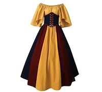 Richymfa Vestito Medievale Donna Rinascimentale Taglie Forti Abito da Sera Manica Corta Elegante Vestito da Ballo Lungo Slim Fit Vintage Costumi Medioevo Regina Vittoriana per Carnevale