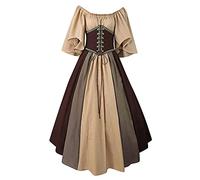 Richymfa Vestito Medievale Donna Rinascimentale Taglie Forti Abito da Sera Manica Corta Elegante Vestito da Ballo Lungo Slim Fit Vintage Costumi Medioevo Regina Vittoriana per Carnevale