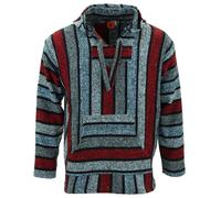 Riciclato Messicano Baja Jerga Felpa con Cappuccio Droga Tappeto Pullover Red