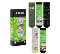 Rick and Morty Calzini verdi da uomo, set da 5 | Divertenti fantasie con i personaggi di Rick & Morty | Abbigliamento quotidiano | Calzini comodi per i fan | Merchandise R&M