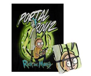 RICK AND MORTY Coperta Pile - Plaid Divano 150x130cm - Coperta Letto Singolo Coperte Calde e Morbide Gadget Regalo (Nero/Verde)