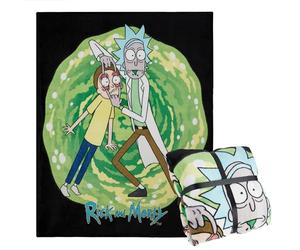 RICK AND MORTY Coperta Pile - Plaid Divano 150x130cm - Coperta Letto Singolo Coperte Calde e Morbide Gadget Regalo (Verde/Nero)