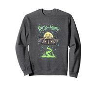 Rick And Morty Drunk Rick Ship Felpa, Unisex per Adulti, Grigio Scuro, XL
