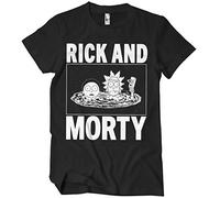 RICK AND MORTY Licenza Ufficiale Uomo Maglietta (Nero), x-Large