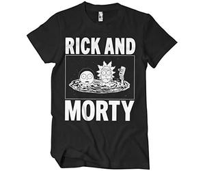 RICK AND MORTY Licenza Ufficiale Uomo Maglietta (Nero), x-Large