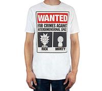 RICK AND MORTY Maglietta Maglietta da Uomo Wanted Poster Manica Corta Bianca