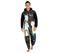 RICK AND MORTY Pigiama Intero Uomo - Caldo Pigiamone in Pile con Cappuccio M-3XL Pigiami Invernali Interi Gadget Regalo (Nero/Multi, L)