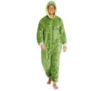 Rick And Morty Pigiama Intero Uomo - Caldo Pigiamone in Pile con Cappuccio S-2XL Pigiami Invernali Interi Gadget Regalo (Verde, M)