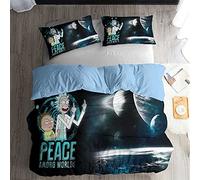 Rick E Morty Set Copripiumino Set Biancheria da Letto Matrimoniale con Chiusura A Cerniera Set Copripiumino 3 Pezzi con Federe Microfibra Spazzolata Ultra Morbida (Doppia (200x200cm),Stile 01)
