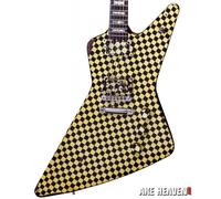 Rick Nielsen - Chitarra Replica In Scala 1:4 Gialla/Nera A Quadri ~ Axe Heaven