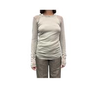 Rick Owens - T-shirt Lunga Girocollo a Costine - - Tops - Donna - Beige - S
