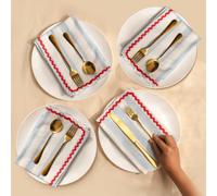 Rick Rack - Set di 4 tovaglioli a righe blu e rosse, 45,7 cm