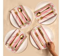 Rick Rack - Tovagliolo a righe rosa e verde, set da 4, 45,7 cm