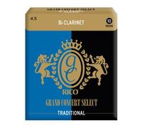 Rico Bb Ance per Clarinetto - Grand Concert Select Traditional Reeds for Clarinet - Balanced Spine & Tip with Traditional Shape - Ance Clarinetto 4.5 Strength, confezione da 10