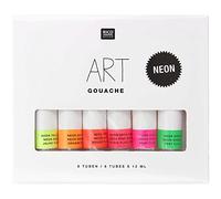 Rico Design Art Gouache - Set di 6 colori per ogni tubo, 12 ml, pittura per principianti, artisti professionali, bambini e adulti
