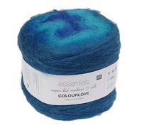 Rico Design Colourlove Super Kid Mohair Silk, Filato sfumato, Bobbel, Colore: Blu/Turchese