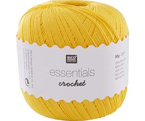 Rico Design Essentials Uncinetto, 100% Cotone, Colore: Beige, 100% Cotone, Yellow, 7.5 x 7.5 x 8 cm