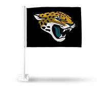 Rico Industries - Bandiera per auto con asta bianca, unisex, NFL Jacksonville Jaguars, 19