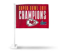 Rico Industries Bandiera per auto NFL Football Kansas City Chiefs 2023 Super Bowl Champions double face, 40,6 x 48,3 cm, palo forte che si aggancia su auto/camion/automobile, bianco, 48,3 x 5,1 cm