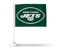 Rico Industries Bandiera per auto NFL New York Jets verde double face - 40,6 x 48,3 cm - forte palo che si aggancia su auto/camion/automobile