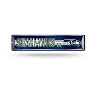 Rico Industries Cartello stradale in metallo NFL Seattle Seahawks Home Decor (10,2 x 38,1 cm) - ideale per casa, ufficio, camera da letto e grotta degli uomini - fatto, argento
