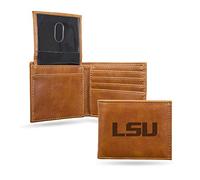 Rico Industries LSU Tigers Portafoglio pieghevole con incisione laser, design sottile, ottimo regalo, marrone