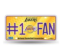 Rico Industries NBA # 1 Fan Metal Auto Tag, Los Angeles Lakers