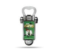 Rico Industries NBA Basketball Boston Celtics 2024 NBA Champions Magnetic Bottle Opener, Stainless Steel, Strong Magnet to Display on Fridge