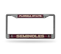 Rico Industries NCAA Bling Chrome License Plate Frame with Glitter Accent, Florida State Seminoles