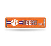 Rico Industries NCAA Clemson Tigers Home Décor - Cartello stradale in metallo (10,2 x 38,1 cm), ideale per casa, ufficio, camera da letto e grotta degli uomini, prodotto