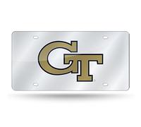 Rico Industries NCAA Georgia Tech Yellow Jackets Laser Inlaid Metal License Plate Tag, Silver