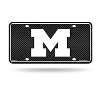 Rico Industries NCAA Michigan Wolverines Carbon Fiber Metal Auto Tag 8.5" x 11" - Great for Truck/Car/SUV