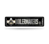Rico Industries NCAA Purdue Boilermakers Home Décor - Targa stradale in metallo (10,2 x 38,1 cm), ideale per casa, ufficio, camera da letto e grotta degli uomini