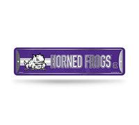 Rico Industries NCAA TCU Cornuto Rane Home Decor Segnale stradale in metallo (10,2 x 38,1 cm) - Ideale per casa, ufficio, camera da letto e grotta degli uomini - Made in Italy
