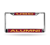 Rico Industries NCAA USC Trojans - Alumni Laser Cut Inlaid Standard Chrome License Plate Frame, 6 x 12.25-"