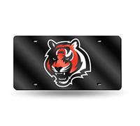 Rico Industries NFL Cincinnati Bengals - Black Laser Inlaid Metal License Plate Tag, 6 x 12"