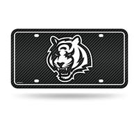 Rico Industries NFL Cincinnati Bengals Carbon Fiber Metal Tag Auto Tag 8.5" x 11" - Ottimo per Truck/Car/SUV