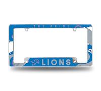 Rico Industries NFL Football Detroit Lions Wave 12" x 6" Chrome All Over Automotive License Plate Frame for Car/Truck/SUV