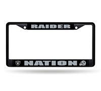 Rico Industries NFL Football Las Vegas Raiders Raider Nation Black Chrome Frame with Plastic Inserts 12" x 6" Car/Truck Auto Accessory
