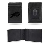 Rico Industries NFL - Portafoglio con tasca frontale incisa a laser, colore: nero, LEFPW3501BK, Nero, 3.5 x 5-inches