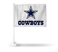 Rico Industries NFL Rico Industries Dallas Cowboys White Double Sided Double Sided Car Flag - 16" x 19" - Strong Pole that Hooks Onto Car/Truck/Automobile