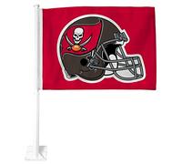 Rico Industries NFL Tampa Bay Buccaneers - Helmet on Red Car Flag with included Pole, 16 x 19.5"