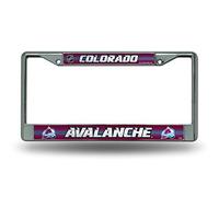 Rico Industries NHL Bling Chrome License Plate Frame with Glitter Accent, Colorado Avalanche