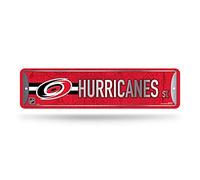 Rico Industries NHL Carolina Hurricanes Home Décor - Cartello stradale in metallo (10,2 x 38,1 cm), ideale per casa, ufficio, camera da letto e grotta degli uomini, prodotto