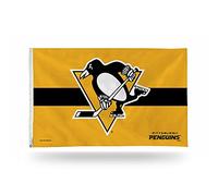 Rico Industries NHL Hockey Pittsburgh Penguins Gold with Black Stripe 3' x 5' Banner Flag Single Sided - Indoor or Outdoor - Home Décor