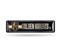 Rico Industries NHL Vegas Golden Knights Home Décor - Cartello stradale in metallo (10,2 x 38,1 cm), ideale per casa, ufficio, camera da letto e grotta degli uomini, prodotto